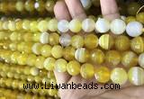 CAA5150 15.5 inches 6mm faceted round banded agate beads