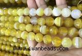 CAA5151 15.5 inches 8mm faceted round banded agate beads