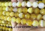 CAA5153 15.5 inches 12mm faceted round banded agate beads