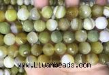 CAA5161 15.5 inches 14mm faceted round banded agate beads