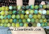 CAA5165 15.5 inches 8mm faceted round banded agate beads