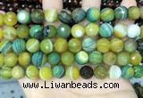 CAA5166 15.5 inches 10mm faceted round banded agate beads