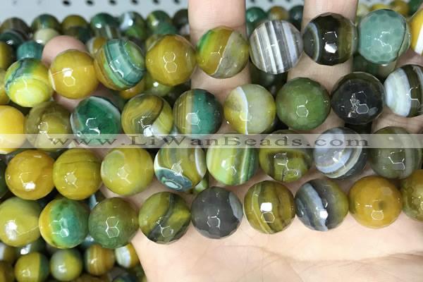 CAA5169 15.5 inches 16mm faceted round banded agate beads