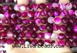 CAA5186 15.5 inches 8mm faceted round banded agate beads