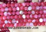 CAA5193 15.5 inches 8mm faceted round banded agate beads