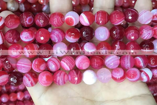 CAA5194 15.5 inches 10mm faceted round banded agate beads