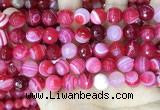 CAA5195 15.5 inches 12mm faceted round banded agate beads