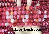 CAA5199 15.5 inches 6mm faceted round banded agate beads