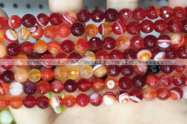 CAA5206 15.5 inches 6mm faceted round banded agate beads