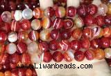 CAA5208 15.5 inches 10mm faceted round banded agate beads