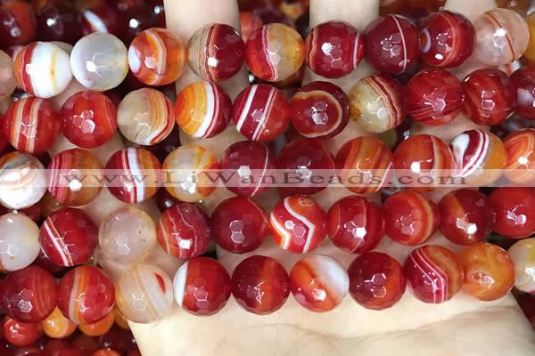 CAA5209 15.5 inches 12mm faceted round banded agate beads