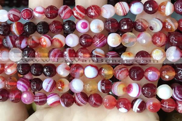 CAA5213 15.5 inches 6mm faceted round banded agate beads