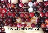 CAA5214 15.5 inches 8mm faceted round banded agate beads