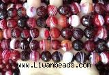 CAA5215 15.5 inches 10mm faceted round banded agate beads