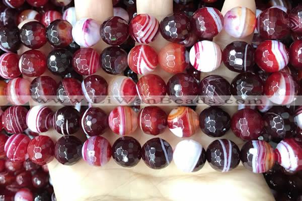 CAA5215 15.5 inches 10mm faceted round banded agate beads