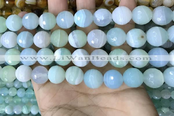 CAA5223 15.5 inches 12mm faceted round banded agate beads