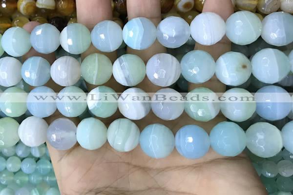 CAA5224 15.5 inches 14mm faceted round banded agate beads