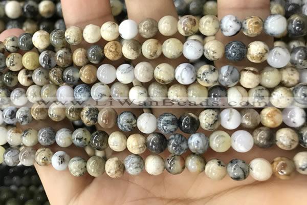 CAA5255 15.5 inches 4mm round dendrite agate beads wholesale