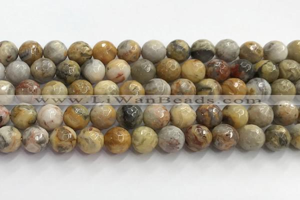 CAA5292 15.5 inches 8mm faceted round crazy lace agate beads wholesale