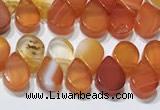 CAA5301 Top drilled 6*8mm flat teardrop line agate beads