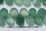 CAA5307 Top drilled 6*8mm flat teardrop line agate beads