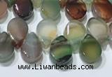 CAA5312 Top drilled 6*8mm flat teardrop line agate beads