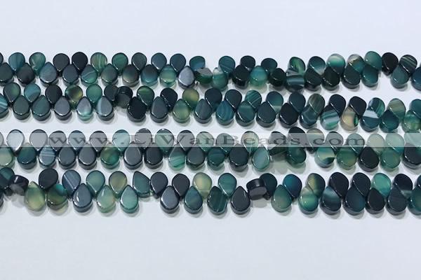 CAA5317 Top drilled 6*8mm flat teardrop line agate beads