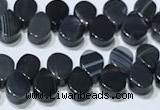 CAA5322 Top drilled 6*8mm flat teardrop line agate beads