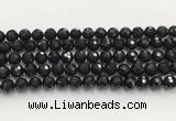 CAA5339 15.5 inches 10mm faceted round black onyx beads wholesale