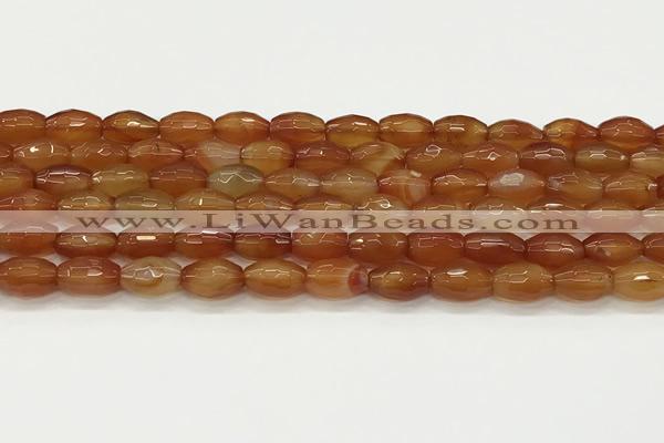 CAA5457 15.5 inches 8*12mm faceted rice agate beads