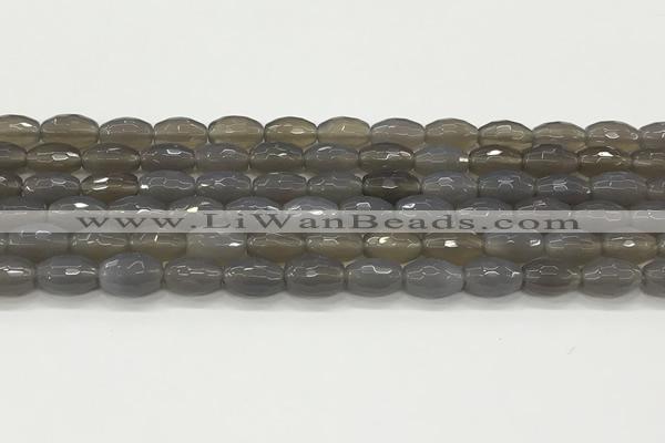 CAA5482 15.5 inches 8*12mm faceted rice agate beads