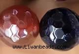 CAA5493 15 inches 12mm faceted round AB-color banded agate beads