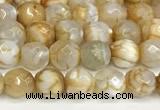 CAA5503 15 inches 6mm faceted round fire crackle agate beads