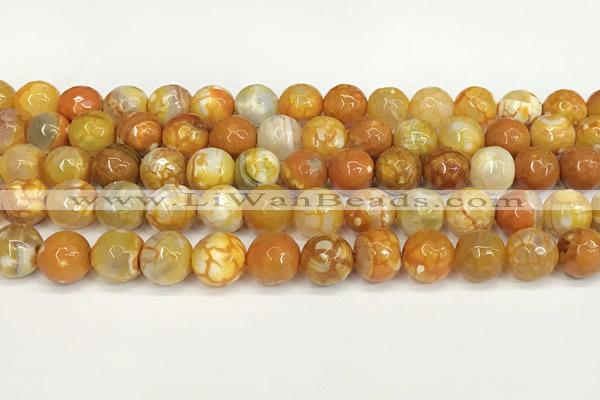 CAA5526 15 inches 10mm faceted round fire crackle agate beads