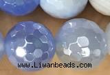 CAA5552 15 inches 10mm faceted round AB-color banded agate beads