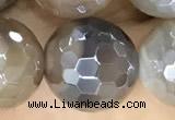 CAA5565 15 inches 12mm faceted round AB-color banded agate beads