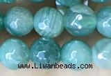 CAA5578 15 inches 6mm faceted round AB-color banded agate beads