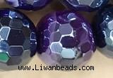 CAA5597 15 inches 12mm faceted round AB-color banded agate beads