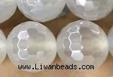 CAA5627 15 inches 10mm faceted round AB-color white agate beads