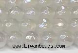 CAA5630 15 inches 6mm faceted round AB-color white agate beads