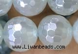 CAA5637 15 inches 10mm faceted round AB-color green agate beads