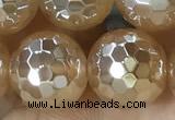 CAA5657 15 inches 10mm faceted round AB-color yellow agate beads