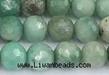 CAA5705 15 inches 6mm faceted round green grass agate beads