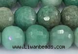 CAA5706 15 inches 8mm faceted round green grass agate beads