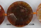 CAA571 15.5 inches 35mm faceted flat round dragon veins agate beads