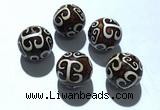 CAA5716 18mm round tibetan agate dzi beads wholesale