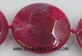 CAA576 15.5 inches 45mm faceted flat round dragon veins agate beads