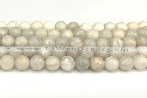 CAA5768 15 inches 12mm faceted round white crazy lace agate beads