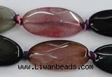 CAA578 15.5 inches 15*30mm faceted oval dragon veins agate beads