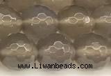 CAA5788 15 inches 12mm faceted round grey agate beads